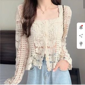 Papillon - Square Neck Crochet Cardigan